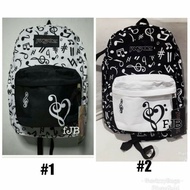 JS SUPERBREAK LIMITED EDITION BLACK & WHITE NOTES/MUSIC DESIGNS BACKPACK BAGS