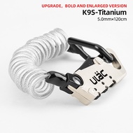 ULAC มินิจักรยานล็อคเหล็กทนทาน MTB จักรยานถนนหมวกกันน็อคสายเคเบิลล็อค 3 หลักรหัสผ่านล็อคป้องกันการโจ