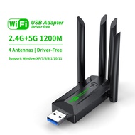 1200Mbps WiFi USB Adapter Dual Band 2.4G+5Ghz Wi-Fi Dongle 4 Antenna 802.11AC USB3.0 High-Speed Wire