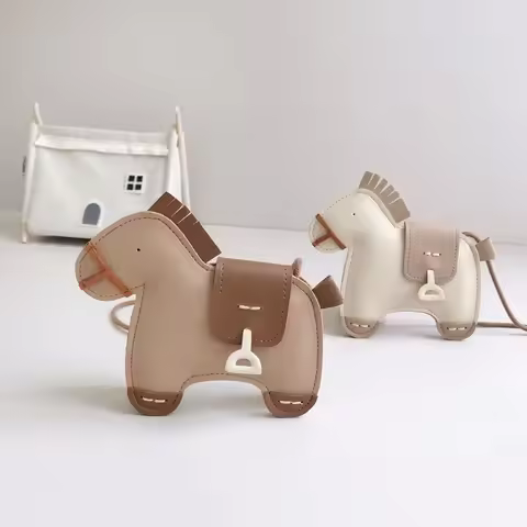Children's Messenger Bag Cute Pony Crossbody Bags for Girls Cartoon Cute PU Leather Coin Purse Princ