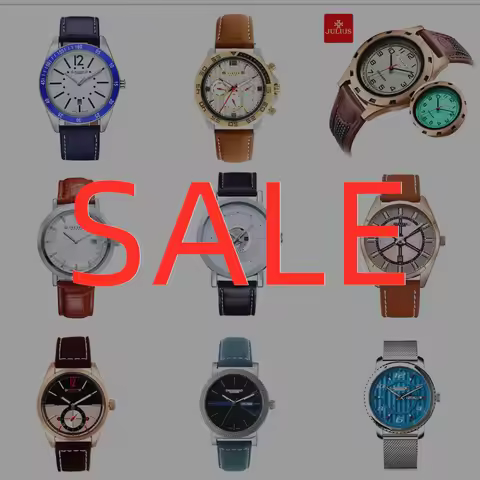 SALE!!! Julius Men's Watch Auto Date Week Homme Quartz Real Leather Boyfriend Birthday Father Gift N