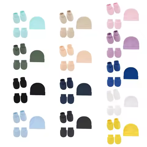 Baby Anti Scratching Soft Cotton Gloves+Hat+Foot Cover Set Newborn Mittens Socks Beanies Cap Kit for