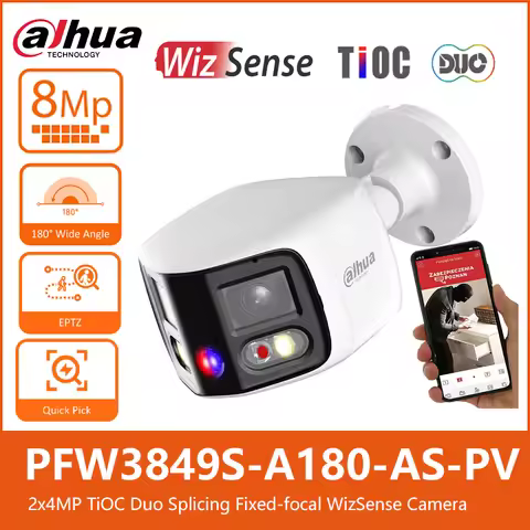 Dahua 4K IPC-PFW3849S-A180-AS-PV 2x4MP 180° Wide Angle TiOC Duo Splicing Bullet WizSense Network Sec