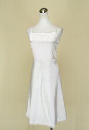 貞新二手衣 ps company 專櫃 白色點點平口細肩帶蕾絲緞面洋裝F號(75773)