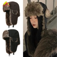 Russian Ushanka Hat Thick Fur for Winter Warm Snow Hat Windproof Winter Trapper Hat Import