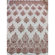 Kain Lace Meter( Rose Gold）/ Lace Fabric Beaded / Embroidery Lace Fabric for high grade dresses baju pengantin