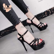 Catwalk high heels with double sole and 4 diagonal straps 13cm - NS2108