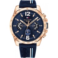 Tommy Hilfiger Men Decker Blue Dial Silicon Watch 1791474 Jam Tangan Lelaki