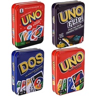 [Mumu-Board Game] Party UNO Board Game Cards Thickened UNO Playing Cards Deluxe Iron Box Portable UN