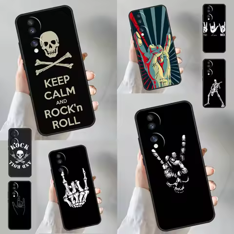 Rock Roll Skull Case For Huawei Honor X8 X8a X9a 50 70 Magic5 Lite P20 P30 P40 P50 P60 Pro P Smart Z
