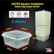 SQ 750 Bekas Segi Empat Kek Choc Cheese Lava Square Disposable Plastic Food Microwavable Container
