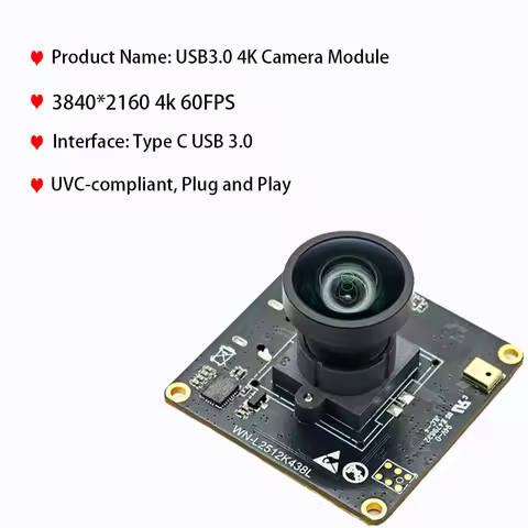 4K 60FPS USB3.0 Camera Module with IMX274 Sensor, Type-C Interface, Plug-and-Play Industrial Camera