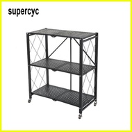 ♞Kitchen Rack 3/4/5 Layer Foldable Steel Organizer Shelf Racks With Wheels Multi-Purpose