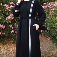 ABAYA ARAB BASIC POLOS LIST PUTIH/ ABAYA TURKI BISA JADI OUTER