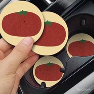 Taoyuan 24h+Cute Tomato Car Coaster Water Cup Slot Storage Mat Interior Decoration Supplies Universa