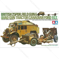 TAMIYA Model Kit 1/35 British 25PDR.Field Gun & Quad Gun Tractor 35389