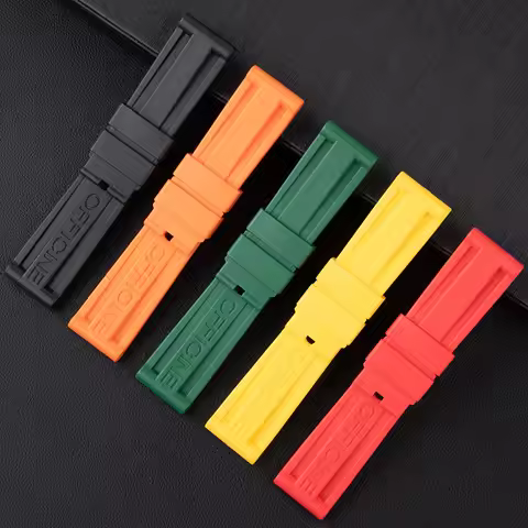 Colorful 24mm Soft Nature Rubber Watchband For Panerai Strap For PAM111/1312 With Stianless Tang Buc