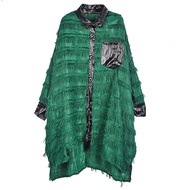 XITAO Irregular Long Slit Tassel Shirt Women