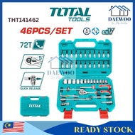 TOTAL Socket Set w/ Ratchet Wrench Handle (46 Pcs, 72T, 1/4") Screwdriver Bits + Hex Keys + Extensio