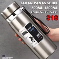 600ml - 1500ml 316 SS Insulated Water Bottle With Filter BPA Free tumbler tahan sejuk car thermos