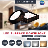 LED Surface Downlight 18W 24W 28W Ceiling Down Light Round Square Home Lighting Lampu Siling (Black 