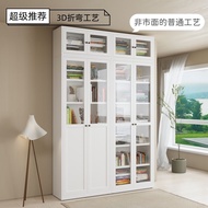 WK-6Steel Iron Bookcase Glass Door Display Cabinet Full Wall Combination Ikea Bili Bookcase Iron Library Bookshelf CXDV