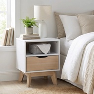 MUSE Design SOVAN i drawer bedside table Side Table-Oak+White