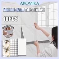 10pcs Marble Wallpaper Waterproof Tile Wall Sticker Self Adhesive Bathroom Kitchen PVC Countertops W