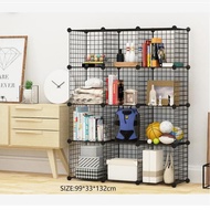 Iron Bookshelf Multipurpose Shelf toys storage box Stacking Cupboard 12 Boxes