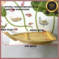 [48cm Long] Wooden Boat Tray Decorated sushi sashimi Wooden Boat Tray Piece Table Decoration, Hot Pot Decoration 48cm Long