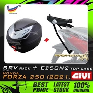SET KOMBO KOTAK/BOX GIVI E250N2 TOP CASE + HONDA FORZA 250 2021 / NSS250 2024 SRV SPECIAL RACK