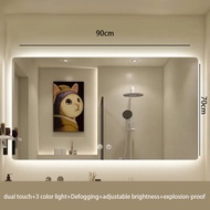 Bathroom LED Smart Mirror Wall Mounted Washbasin Touch Mirror Illuminated Horizontal Mirror Touch Sc