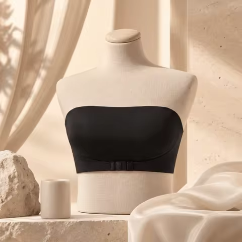 Invisible Strapless Bra Push Up Ice Silk Seamless Bra Underwear Removable Padded Front Button Bra An