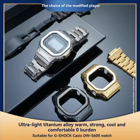 Upgraded Titanium Alloy Bezel Case + Strap Kit for Casio G-SHOCK DW5600/GW-B5600/GW-M5610/ G-5600/GL