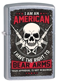 Lighter- Skull Guns Bear Arms Second 2nd Amendment Street Chrome Windproof Lighter #Z5269