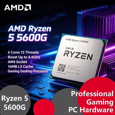AMD Ryzen 5 5600G Tray Desktop CPU, 6C12T 4.4GHz Boost, 16MB L3 Cache, AM4 IGPU Gaming Processor Wit