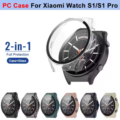 For Xiaomi Watch S1 Glass + Case SmartWatch PC Bumper All-Around Screen Protector Shell For Xiaomi W
