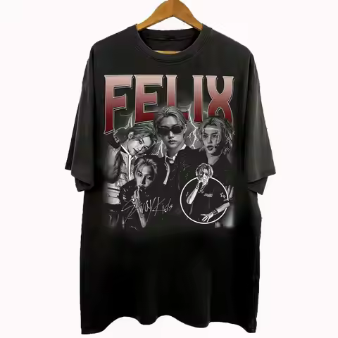 90s retro bootleg style Stray Kids Hyunjin T-shirt Stray Kids Hyunjin world tour concert unisex T-sh