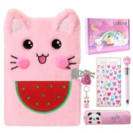Sicbanna Cat Diary with Lock and Keys for Girls, Kids Journal School Travel Notebook Gift Set for Wr