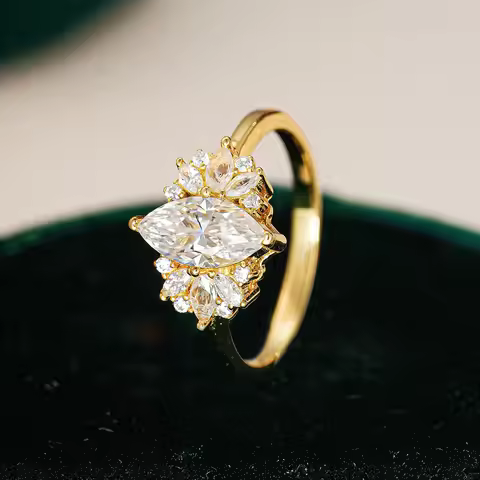 Luxury Six-claw18K Pure Gold Diamond Moissanite ring au9999 pure gold simple and versatile wedding j