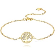ELFRONT 14K Gold Tree Of Life Bracelet - 14K Solid Yellow Gold - Tree Of Life Jewelry For Women