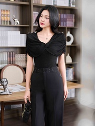 Áo thiết kế cách điệu cổ nhún chất cotton YOONA - EHNG2B529