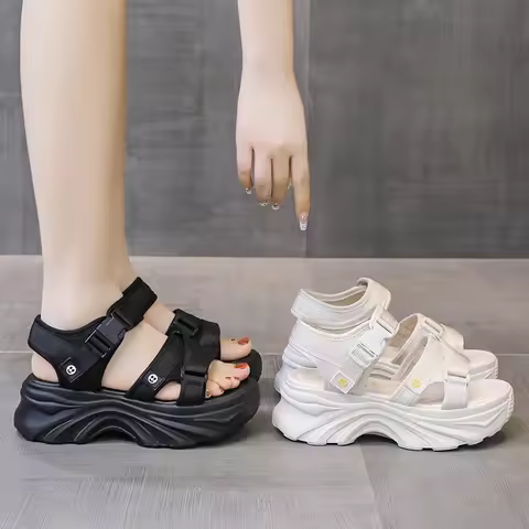 Summer Thick-soled Elevated Beach Casual Sneakers, Fashionable, Breathable and Comfortable Women's S
