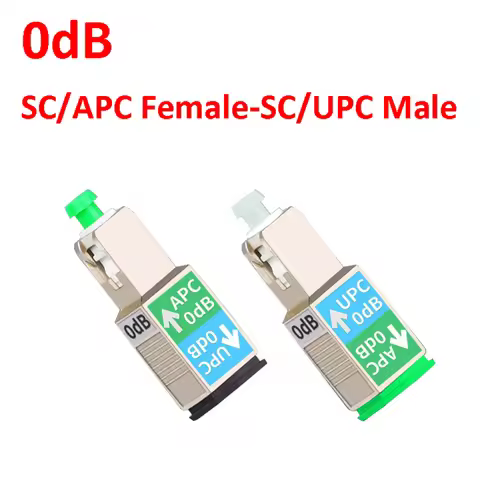 1PCS NEW Optic Fiber Attenuator Connector 0dB SC/APC Female-SC/UPC Male SM-9/125 Fiber Optic Adapter