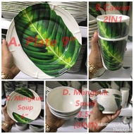 OFFER PKP SET PINGGAN MELAMINE  DAUN PISANG