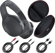 Skullcandy Crusher Evo Over-Ear Wireless Headphones Bundle with Protective Case and USB-C Cable - Skullcandy Headphones Wireless Bluetooth with Adjustable Haptic Sensory Bass, 40 Hr Battery (Grey)