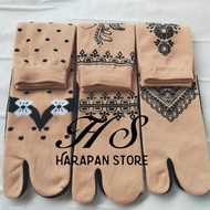 HENA CREAM TOE SOCKS 2 FINGER SOCKS MUSLIM SOCKS WITH HENA CREAM MOTIF LONG WOMEN'S TOE SOCKS