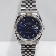 ROLEX勞力士 116234 Datejust2012/04卡 美品 藍色十鑽面盤 五珠帶 錶徑36 大眾當舖A946
