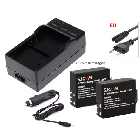 DC Dual Battery Charger +2x SJ4000 battery+Euro/car cable for SJCAM DVR SJ 4000 SJ5000 SJ5000X SJ800