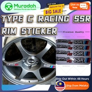 High Grade SSR / Type-C RACING STICKER SPORT RIM Sticker Reflective / STICKER RIM type c ssr